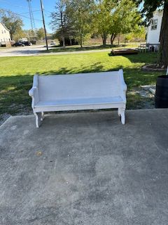 antique oak bench painted white