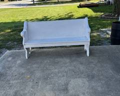 antique oak bench painted white