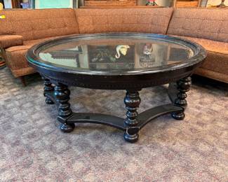 Round Caned Top Cocktail Table