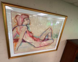 Large Colorful 1970's Nude Pastel by William Wilson