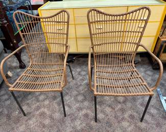 Pair Rattan Chairs