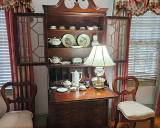 Secretary with Signed Waterford Lamp and Shade