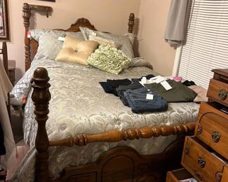 Antique bedrrom suite, comforter set, clothes