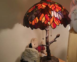 Copper Grove Autumn Leaves-Stained Glass Tiffany-Style Lamp
