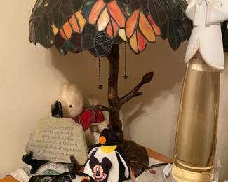 Copper Grove Autumn Leaves-Stained Glass Tiffany-Style Lamp