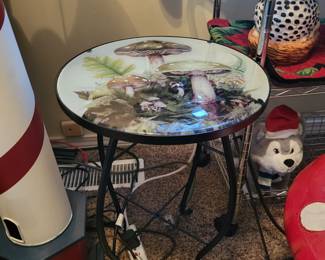 Mushroom Glass side table - Cracker Barrel