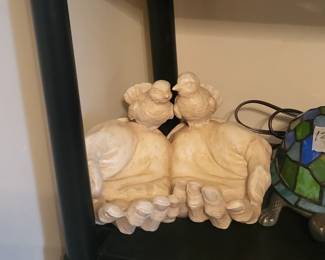 Resin Birds on Hands Feeder or Planter