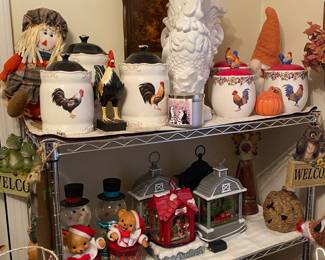 Ceramic rooster canister jars