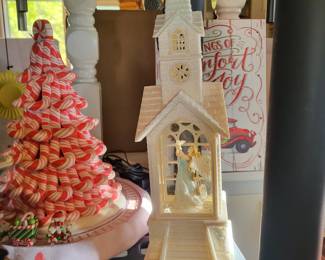 Lighted Church Snow globe with angle Accent Battery Operated