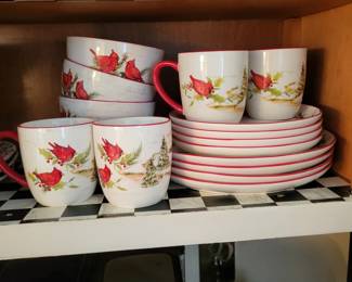 Cardinal Themed Stoneware Dinnerware collection sold by Cracker Barrel