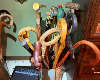 Antique Walking Cane Collection – Carved & Decorative Handles
Impressive collection of vintage and artisan walking sticks, featuring carved wood, brass, and dragon-handle designs. Rare and highly collectible set.