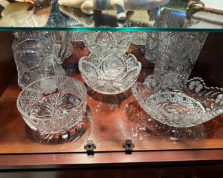 Antique Cut Crystal Bowls & Vases Collection
Beautiful assortment of hand-cut crystal bowls and vases with intricate patterns. Excellent clarity and sparkle—perfect for display or entertaining.
