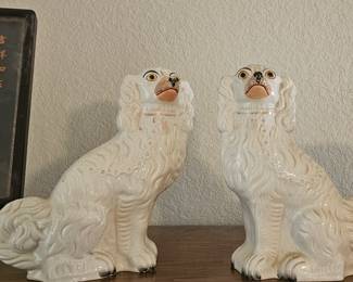Pair of Victorian Staffordshire dogs, no markings 