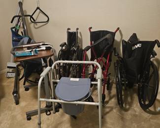 Wheelchairs, walkers, bed lift and other accessories 