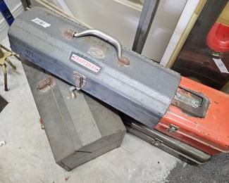 Lots of vintage tool boxes and hand tools