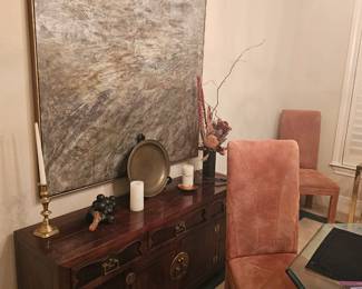 credenza and large MCM art