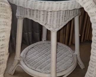 wicker table with glass top