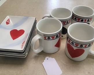 Playing card suits coffee mugs and plates
