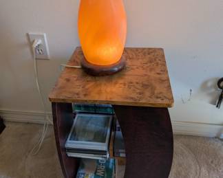 salt lamp and modern end table