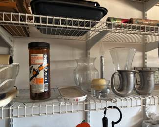 set of vintage Wilton Armetale pewter French horn mugs