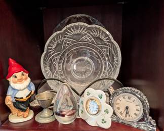 vintage collectibles, crystal clock, and more