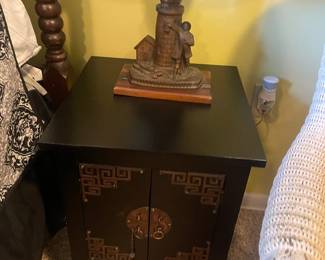 Asian black lacquer night stands