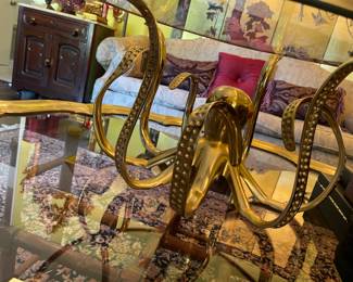 My favorite item in the sale, brass & glass Octopus table.