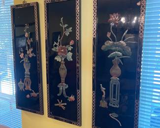 Black Lacquer (4) wall panels, seasons.