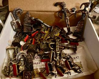 brass and copper Christoforus Sklaventis Chess pieces set (Greece)