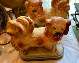 Most Staffordshire dogs are spaniels, but every now and then a pair of Pekinese dogs pop up! 