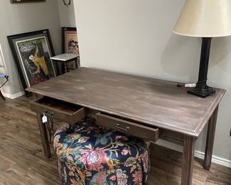 Nice Large Desk 60" L  x  30" H x  30 "W.                       Sherrill Round 31" x 16.5 Floral Ottoman 