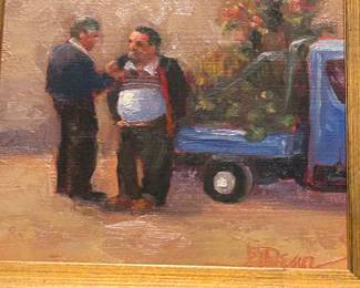 Small original oil painting from Europe