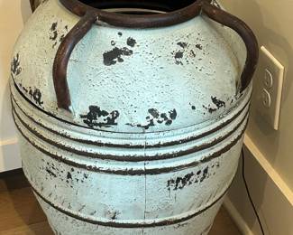 One of several large metal urns