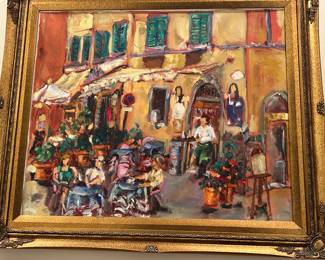 Colorful Oil Painting in Gold Frame