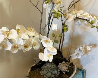 LARGE Pottery Vase with Orchids