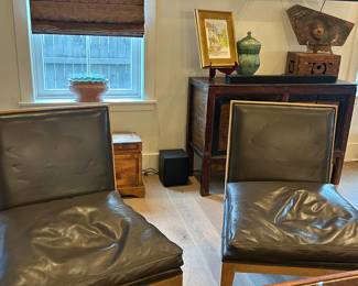 PAIR of LEATHER modern Chairs