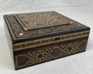 Geometric Mother of Pearl Inlaid Box
