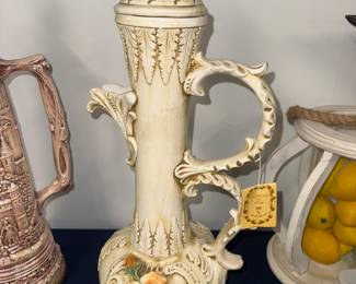 Tall Capodimonte pitcher