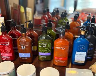 Wide selection of aromatherapy lotions