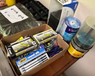 CDs, pens, office supplies