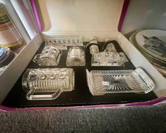Vintage crystal serving set in the box. 
