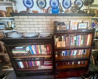 2 Barrister bookcases, books