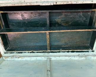 inside antique carpenter's toolbox--two moveable drawers