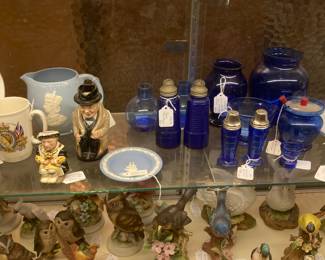 cobalt, birds and flowers
