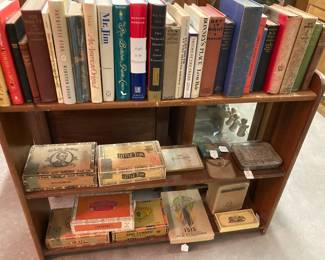 books, cigar boxes and tins