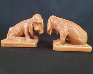 Rookwood pottery #2998 1930's hound dog bookends