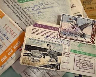 Vintage hunting licenses / stamps. 