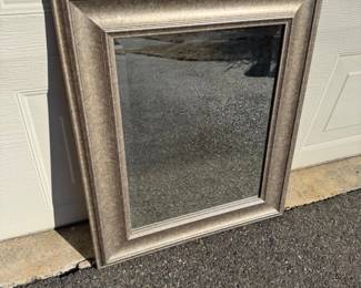 40 RectangularBeveledWallMirrorwWideBrushedSilverFrame