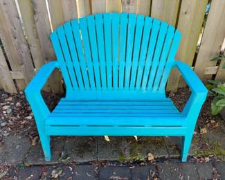 46 TurquoisePlasticOutdoorBenchAdirondackStyle53Wide