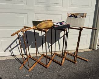 43 VintageWoodenClothesDryingRackwKnittingSewingSupplies